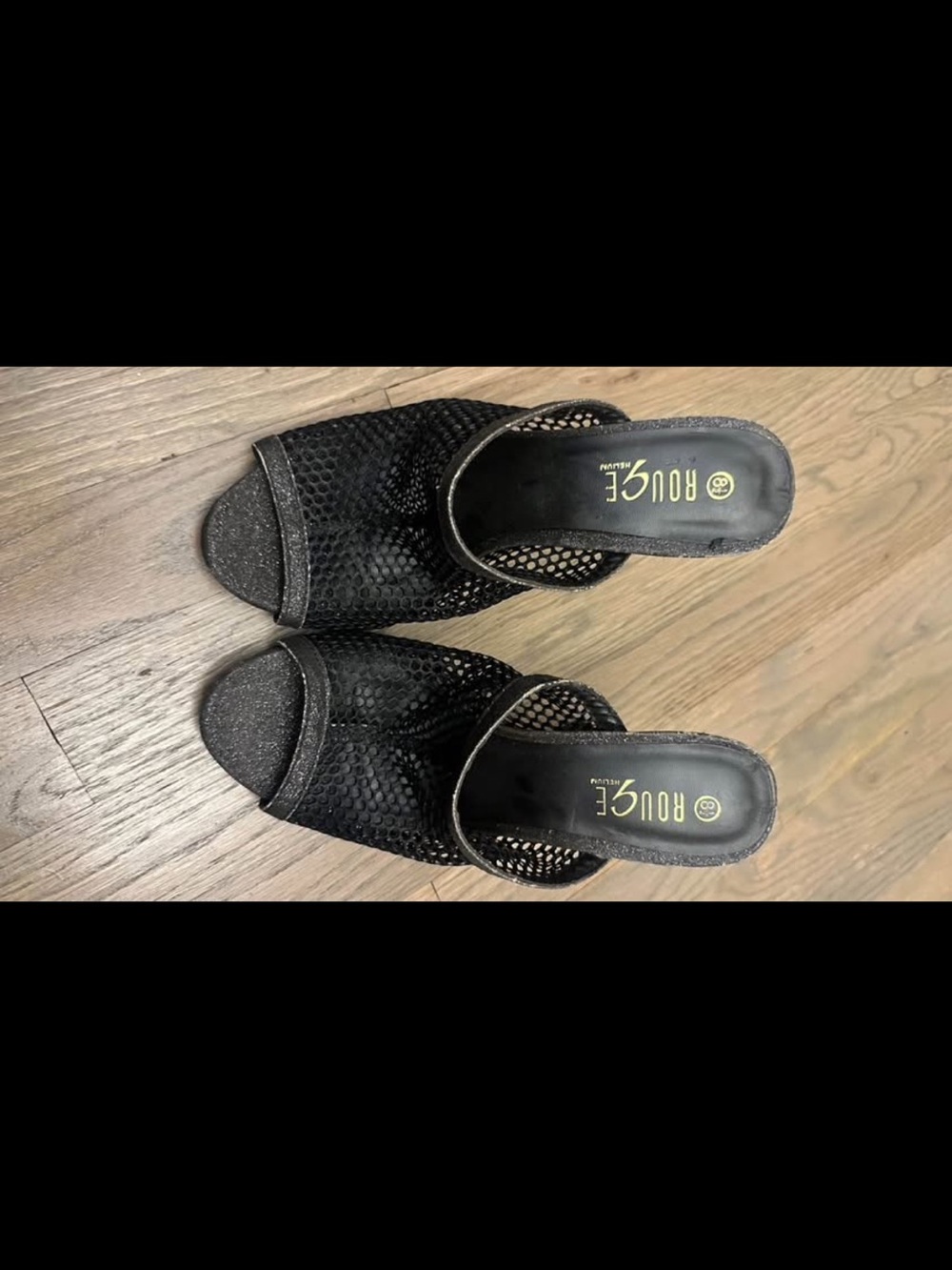Rouge! Black Mesh Slide Mules for Women